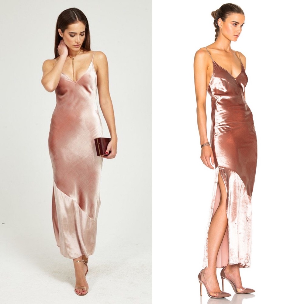FLEUR DU MAL Platinum Rose Velvet Silk Slip Maxi Dress in Pink - Picture 4 of 11